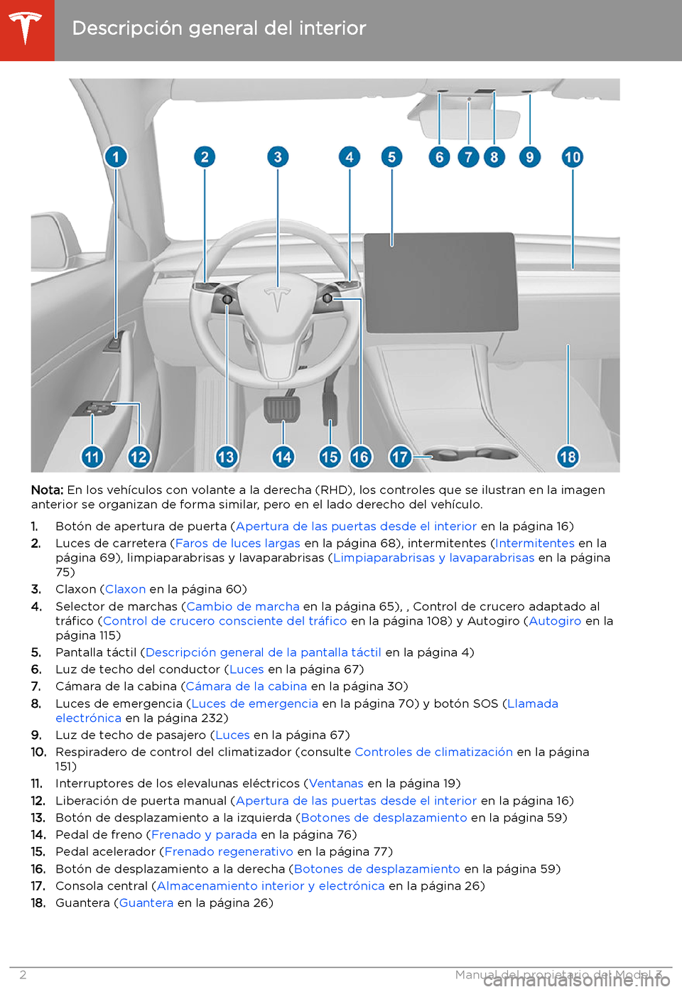 TESLA MODEL 3 2020  Manual del propietario (in Spanish) Descripci