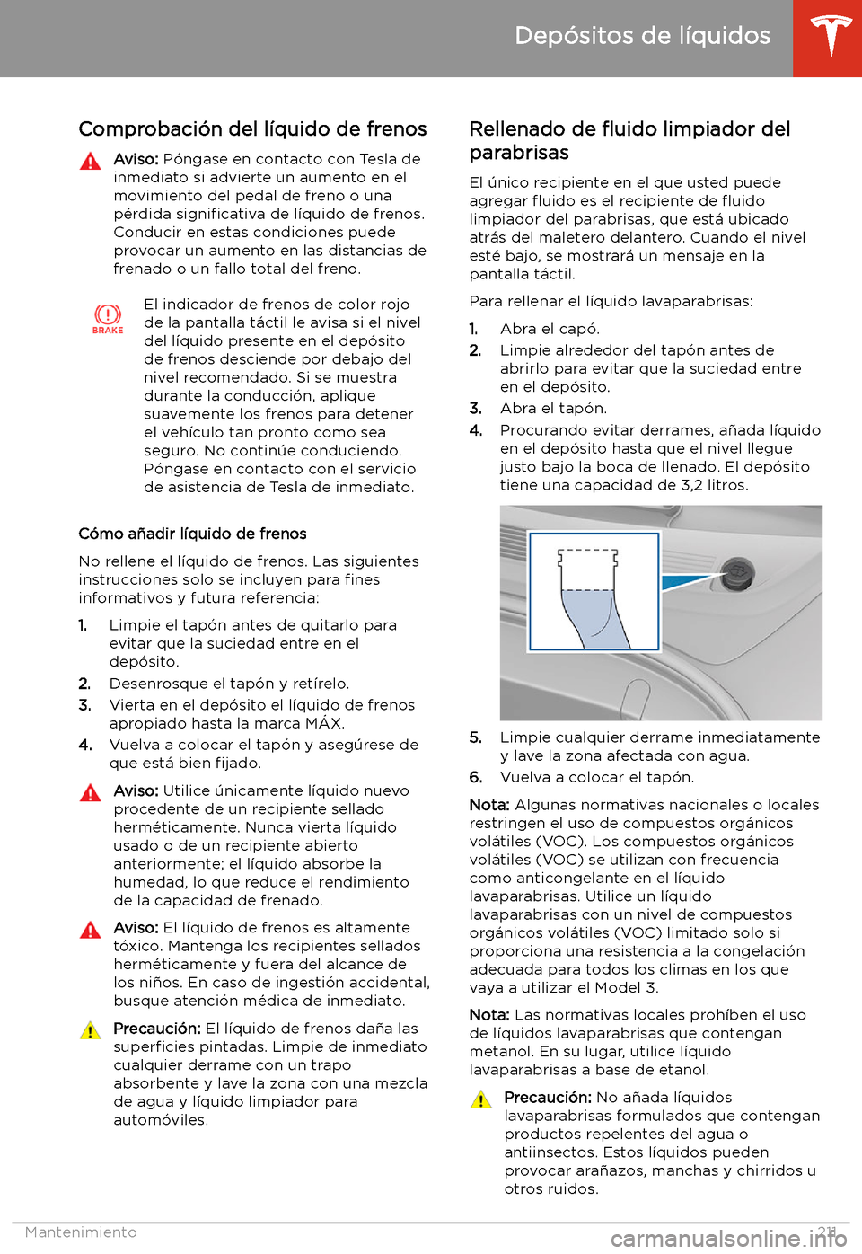 TESLA MODEL 3 2020 Manual del propietario (in Spanish) Comprobaci TESLA MODEL 3 2020 Manual del propietario (in Spanish) Comprobaci