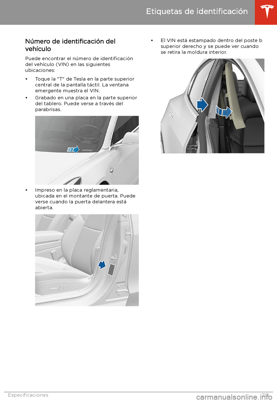 TESLA MODEL 3 2020 Manual del propietario (in Spanish) Especi TESLA MODEL 3 2020 Manual del propietario (in Spanish) Especi