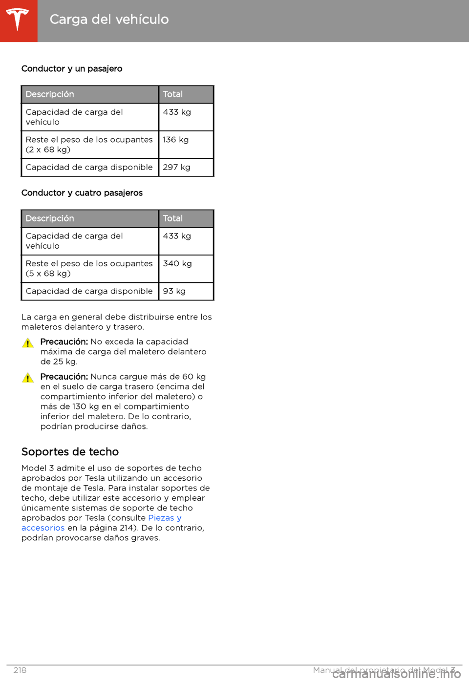 TESLA MODEL 3 2020 Manual del propietario (in Spanish) Conductor y un pasajeroDescripci TESLA MODEL 3 2020 Manual del propietario (in Spanish) Conductor y un pasajeroDescripci