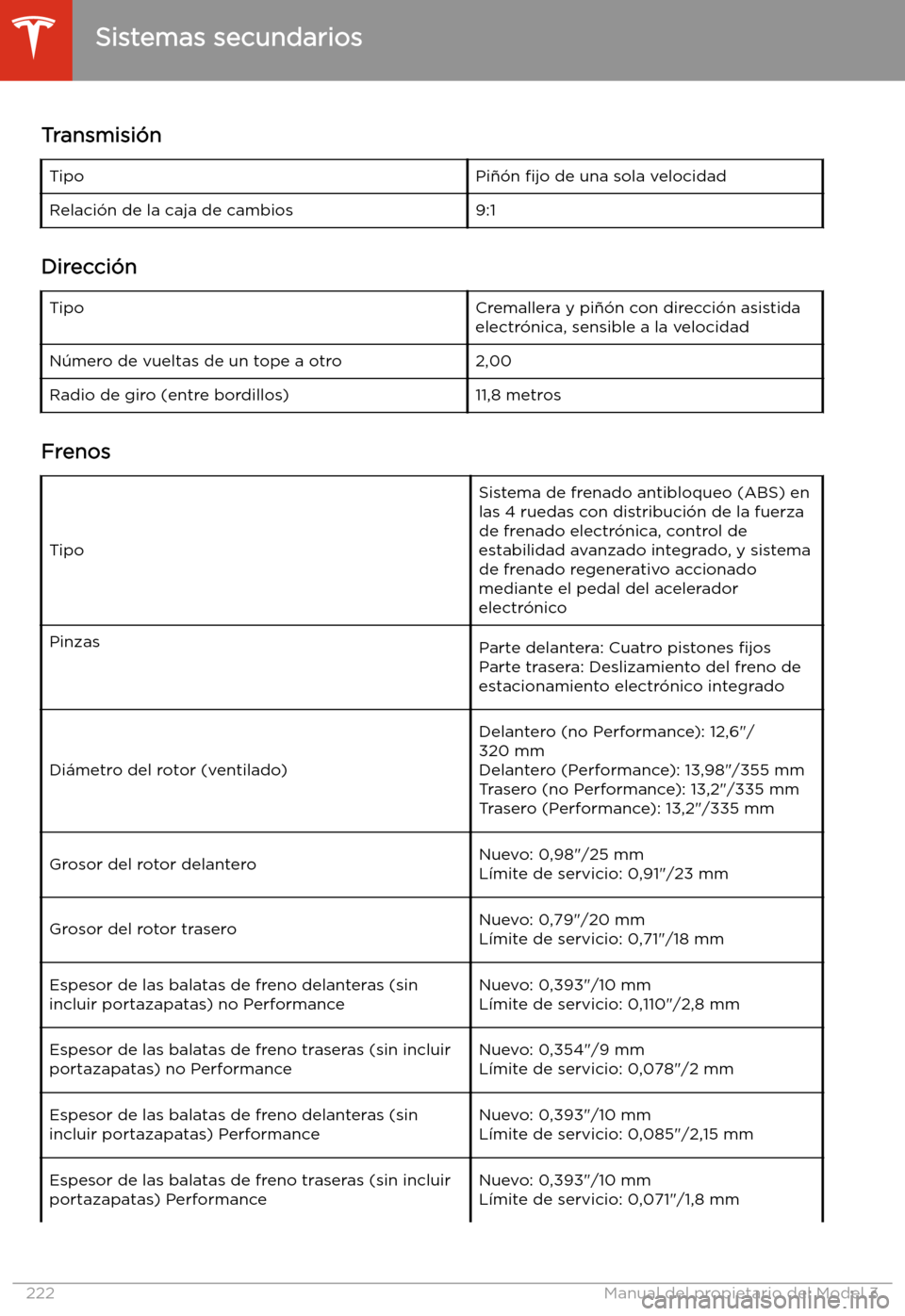 TESLA MODEL 3 2020 Manual del propietario (in Spanish) Transmisi TESLA MODEL 3 2020 Manual del propietario (in Spanish) Transmisi