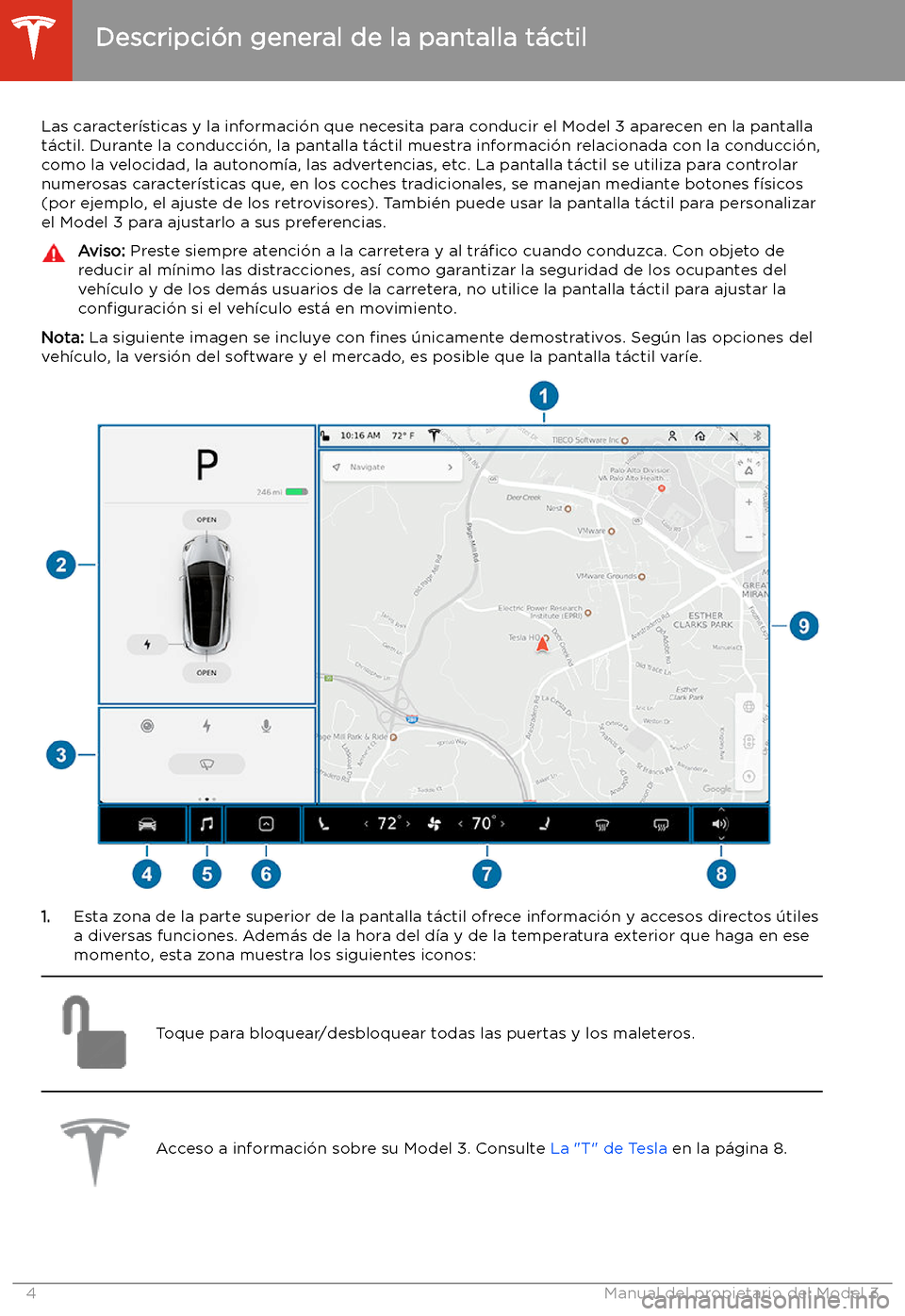 TESLA MODEL 3 2020 Manual del propietario (in Spanish) Descripci TESLA MODEL 3 2020 Manual del propietario (in Spanish) Descripci