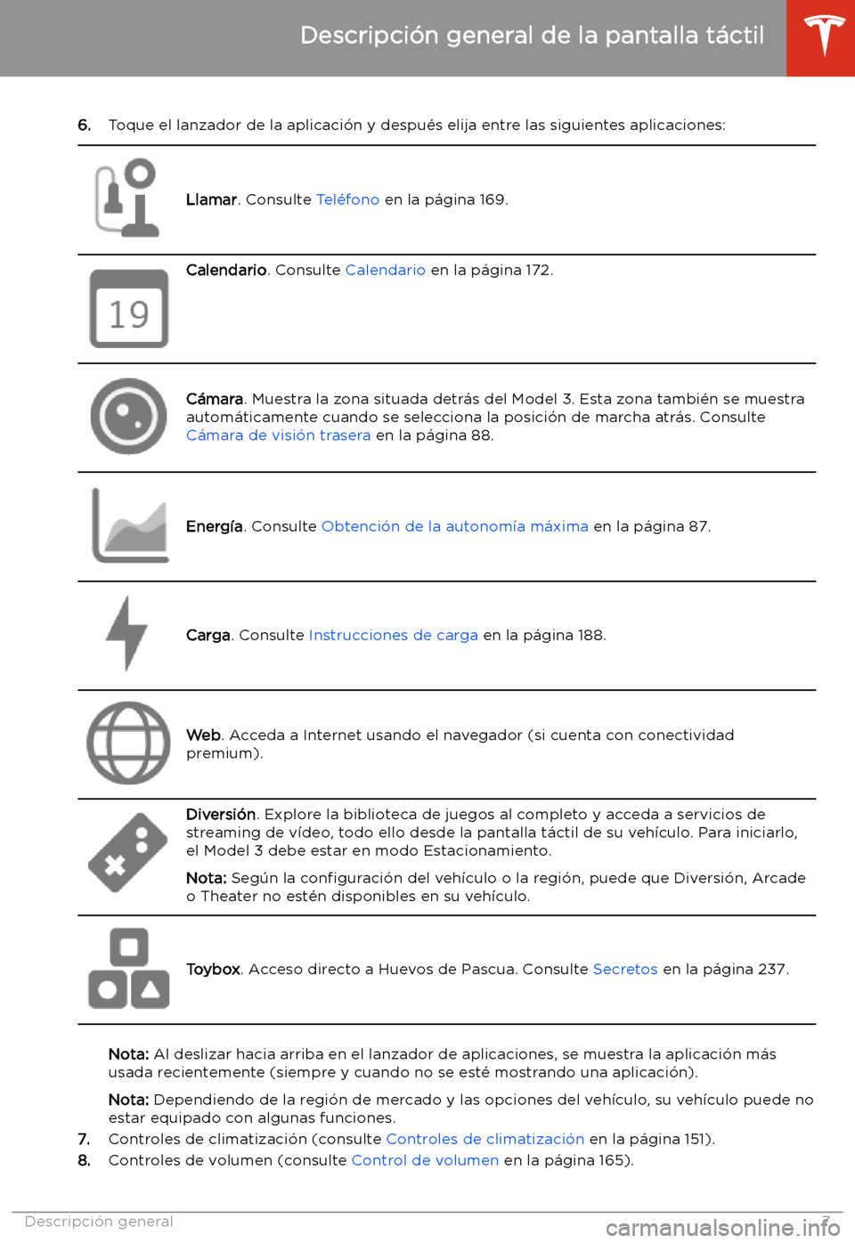 TESLA MODEL 3 2020 Manual del propietario (in Spanish) 6.Toque el lanzador de la aplicaci TESLA MODEL 3 2020 Manual del propietario (in Spanish) 6.Toque el lanzador de la aplicaci