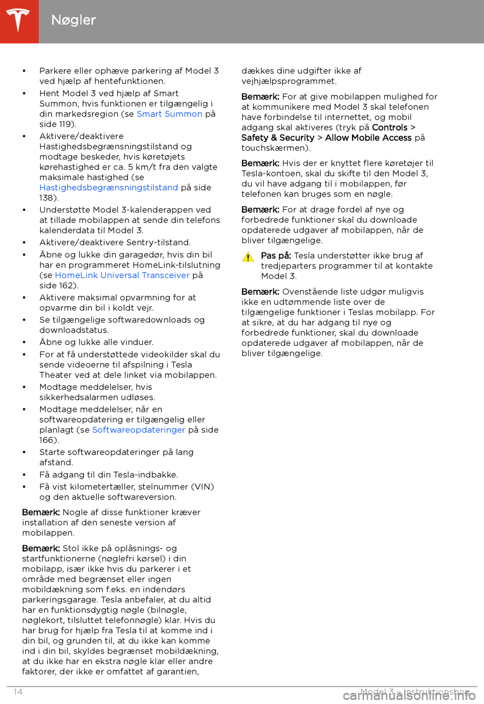 TESLA MODEL 3 2020  Instruktionsbog (in Danish) 
