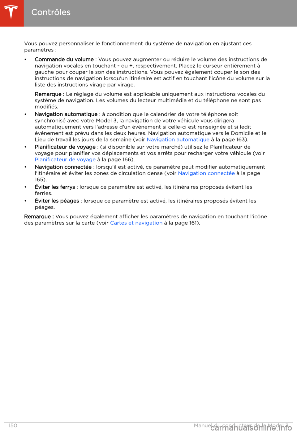 TESLA MODEL 3 2020  Manuel du propriétaire (in French) Vous pouvez personnaliser le fonctionnement du syst