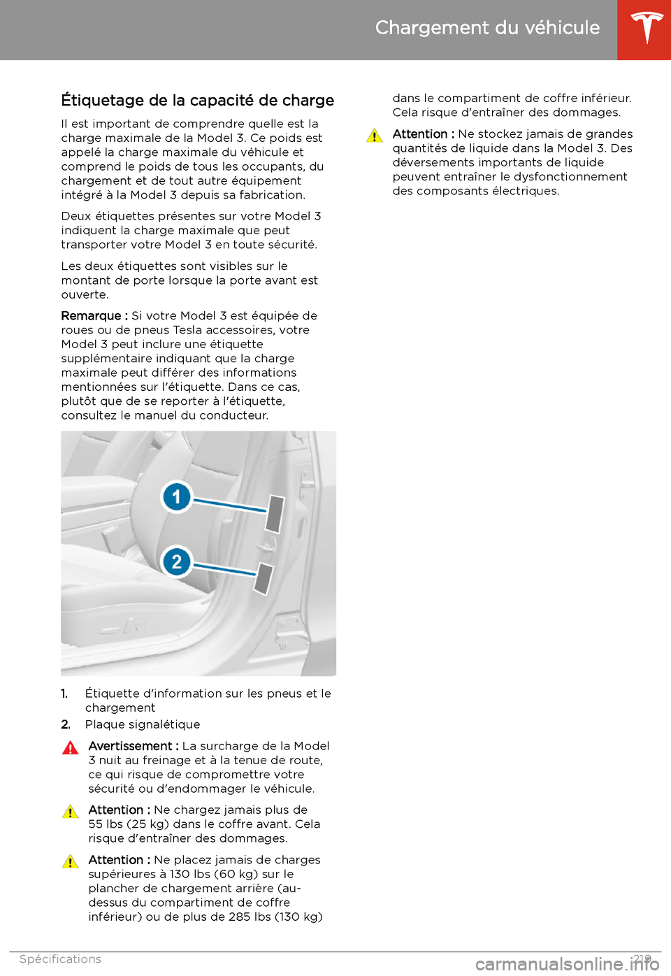 TESLA MODEL 3 2020  Manuel du propriétaire (in French) Chargement du v