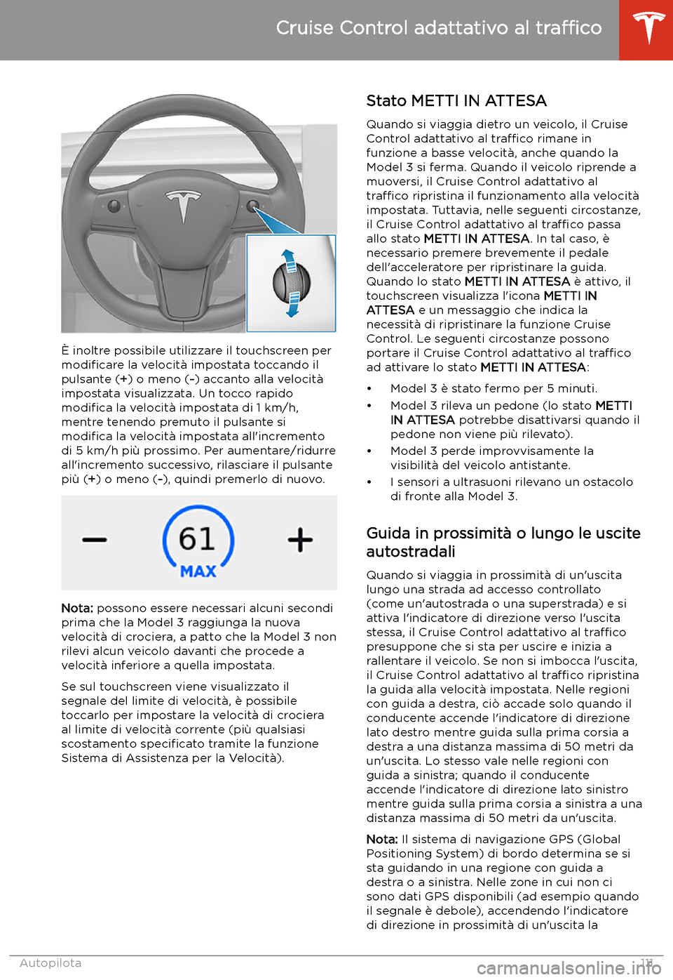 TESLA MODEL 3 2020 Manuale del proprietario (in Italian) TESLA MODEL 3 2020 Manuale del proprietario (in Italian)