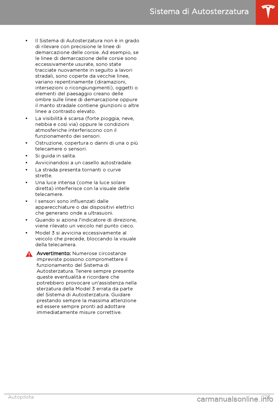 TESLA MODEL 3 2020 Manuale del proprietario (in Italian) TESLA MODEL 3 2020 Manuale del proprietario (in Italian)