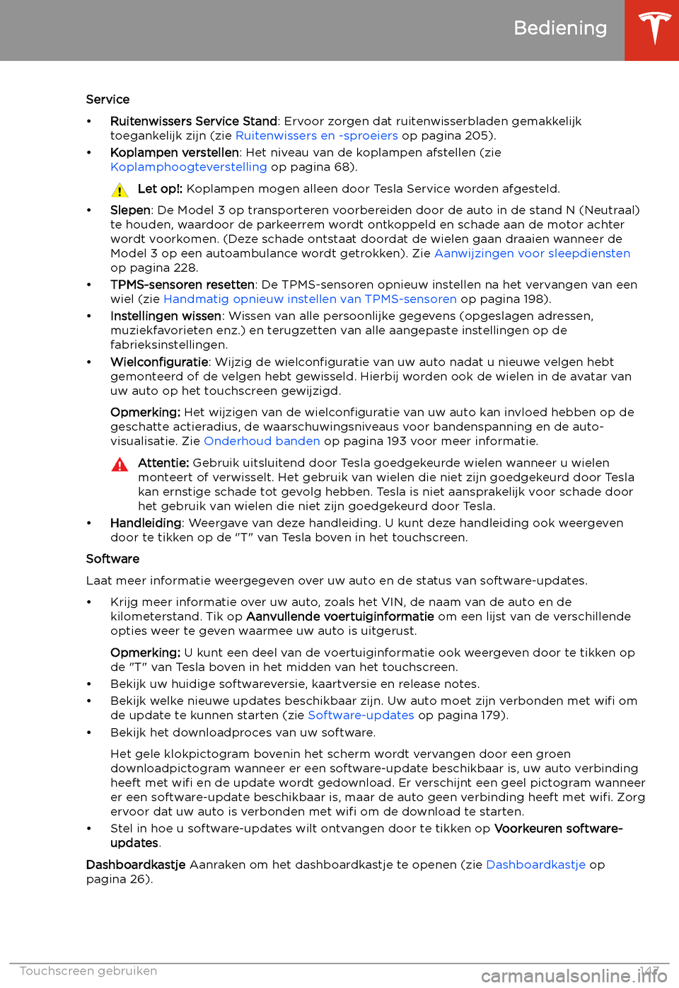 TESLA MODEL 3 2020  Handleiding (in Dutch) Service
