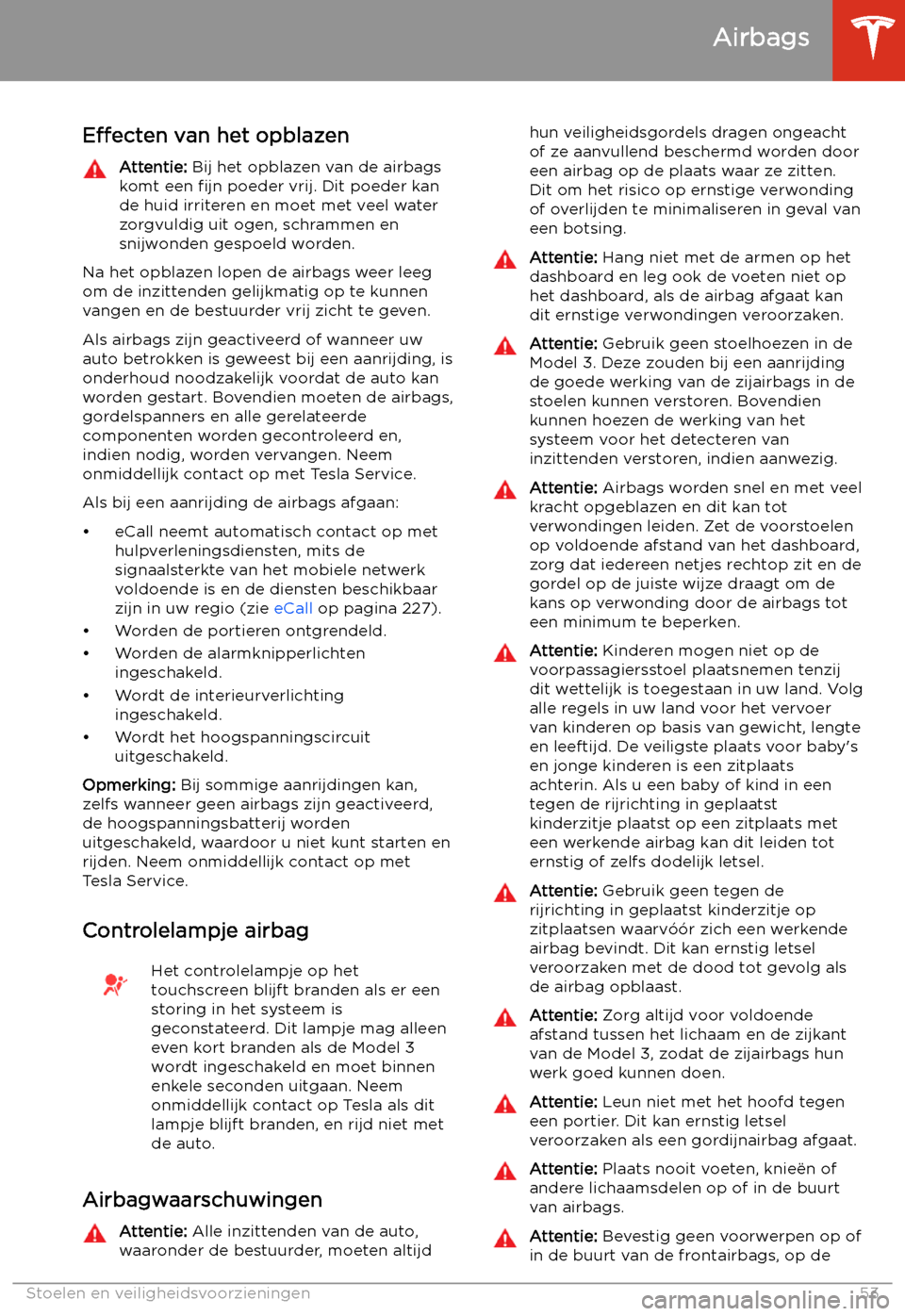 TESLA MODEL 3 2020  Handleiding (in Dutch) E