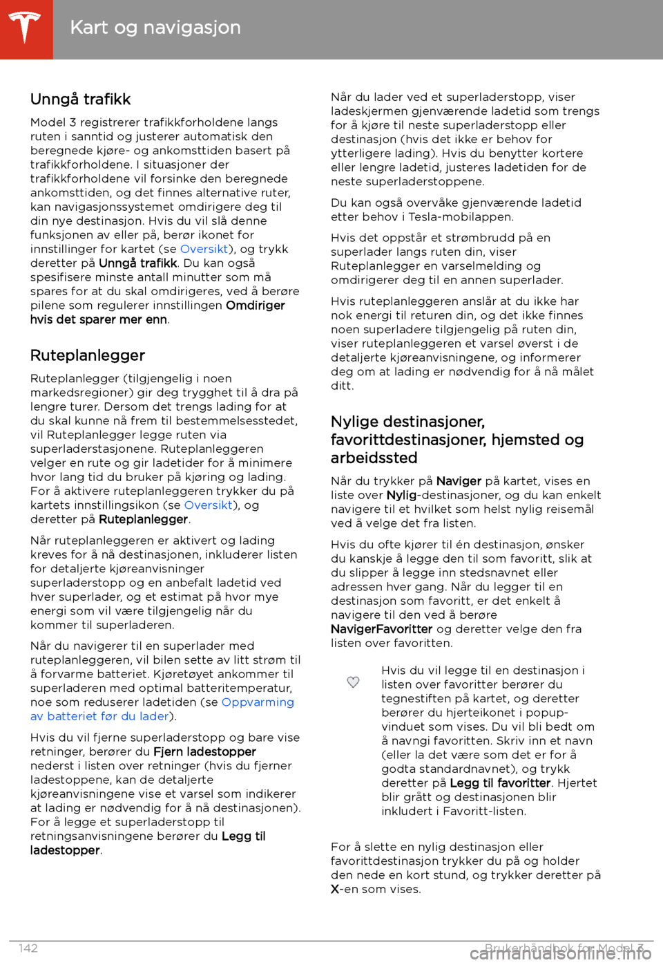 TESLA MODEL 3 2020 Brukerhåndbok (in Norwegian) Unngå tra TESLA MODEL 3 2020 Brukerhåndbok (in Norwegian) Unngå tra
