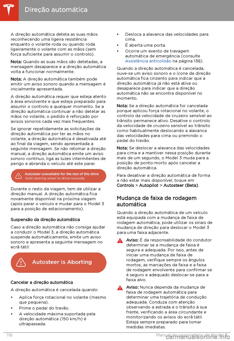 TESLA MODEL 3 2020 Manual do proprietário (in Portuguese) A dire TESLA MODEL 3 2020 Manual do proprietário (in Portuguese) A dire