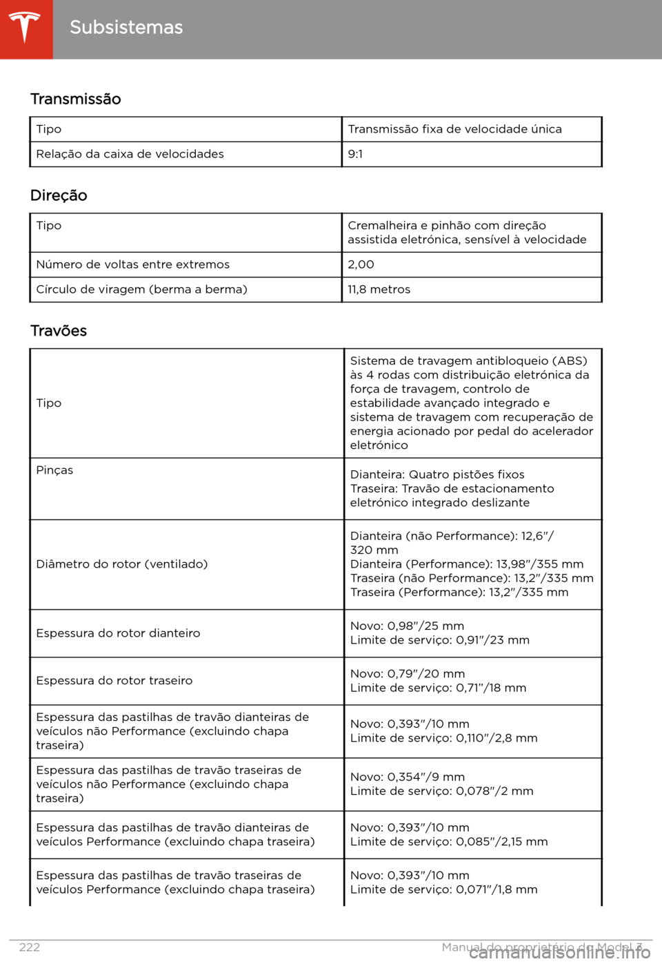 TESLA MODEL 3 2020 Manual do proprietário (in Portuguese) Transmiss TESLA MODEL 3 2020 Manual do proprietário (in Portuguese) Transmiss