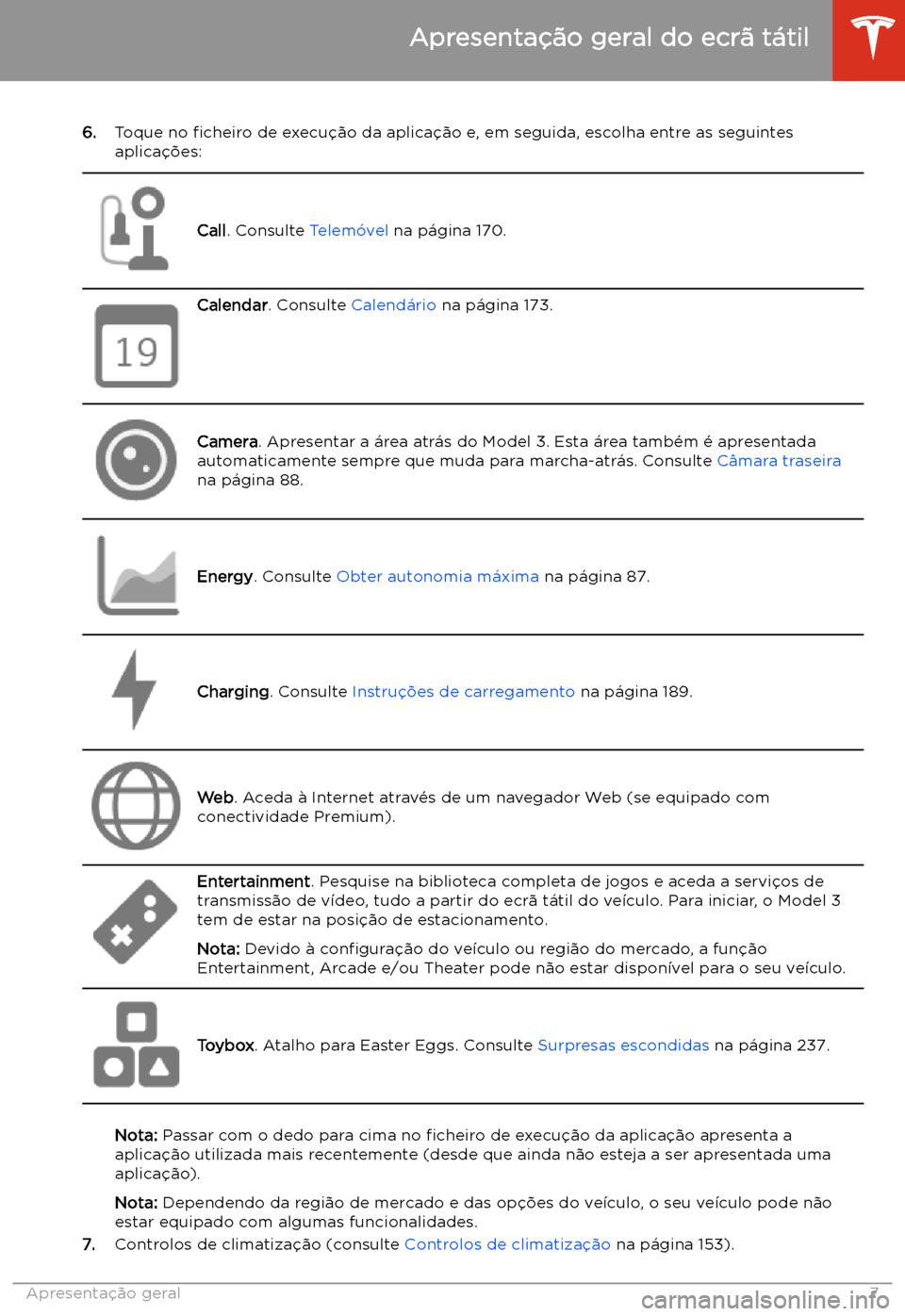 TESLA MODEL 3 2020  Manual do proprietário (in Portuguese) 6.Toque no  