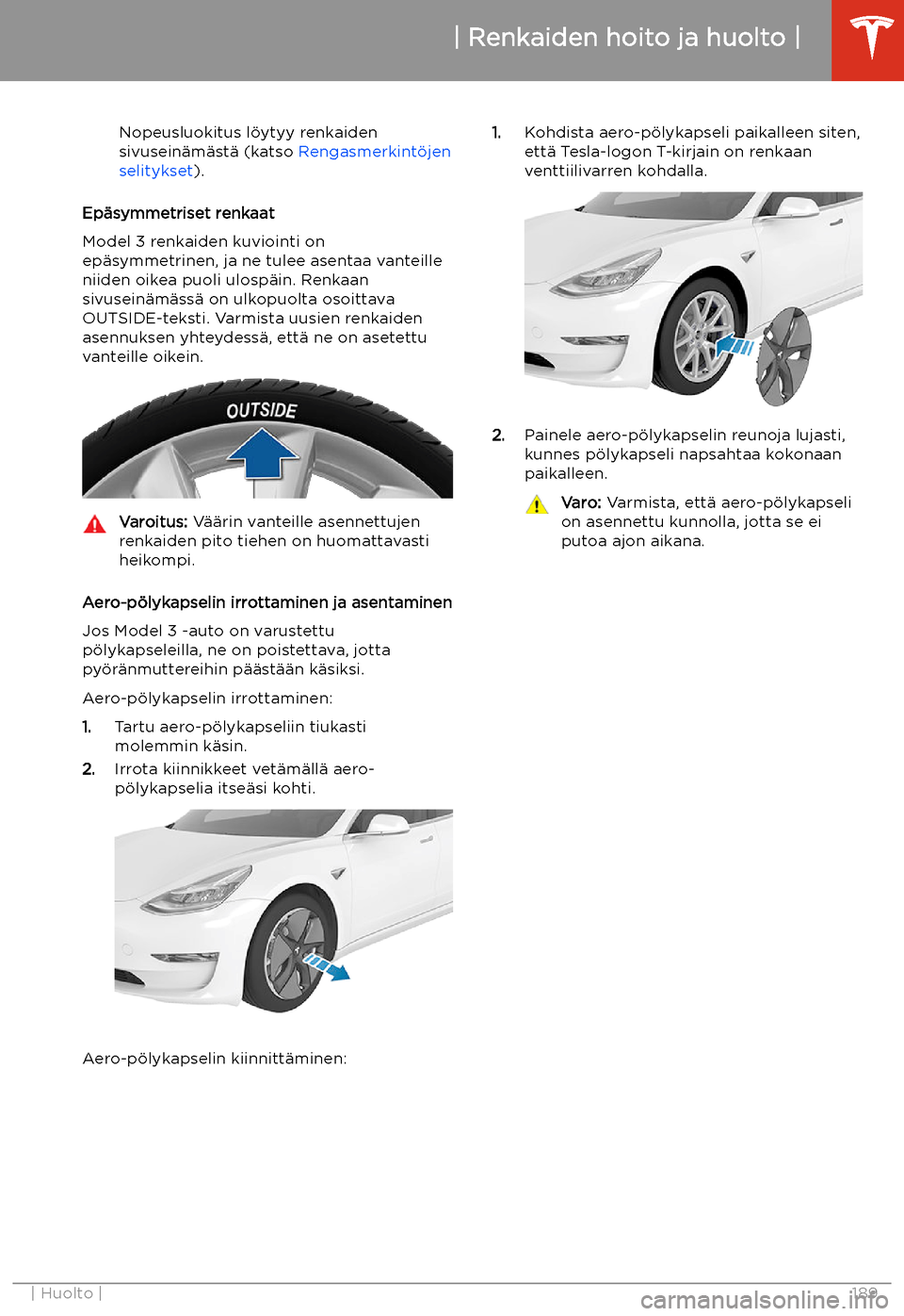 TESLA MODEL 3 2020  Omistajan käsikirja (in Finnish) Nopeusluokitus l