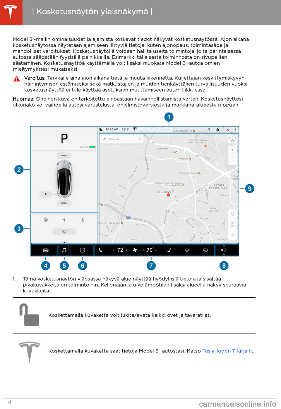 TESLA MODEL 3 2020  Omistajan käsikirja (in Finnish) Kosketusn