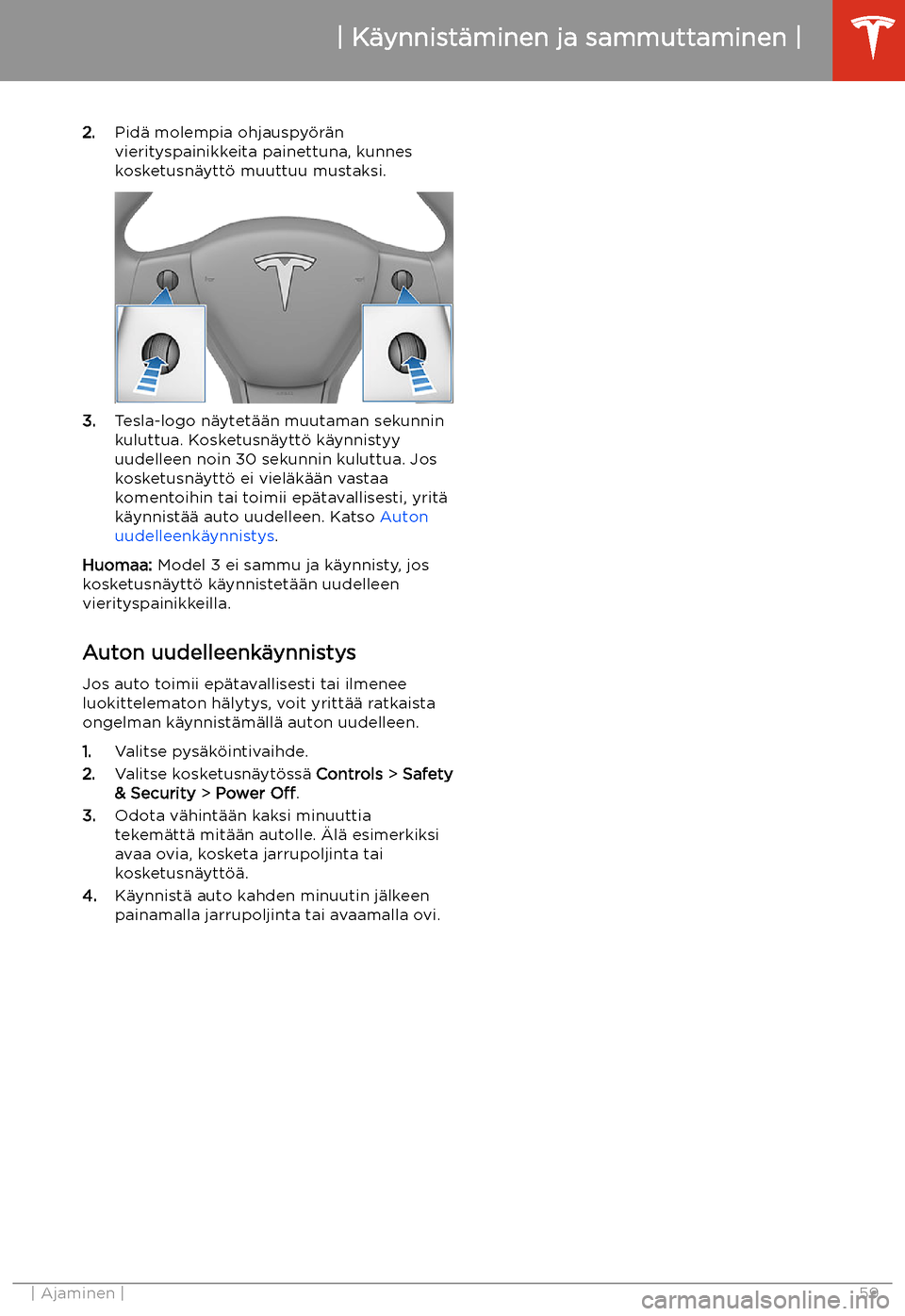 TESLA MODEL 3 2020  Omistajan käsikirja (in Finnish) 2.Pid