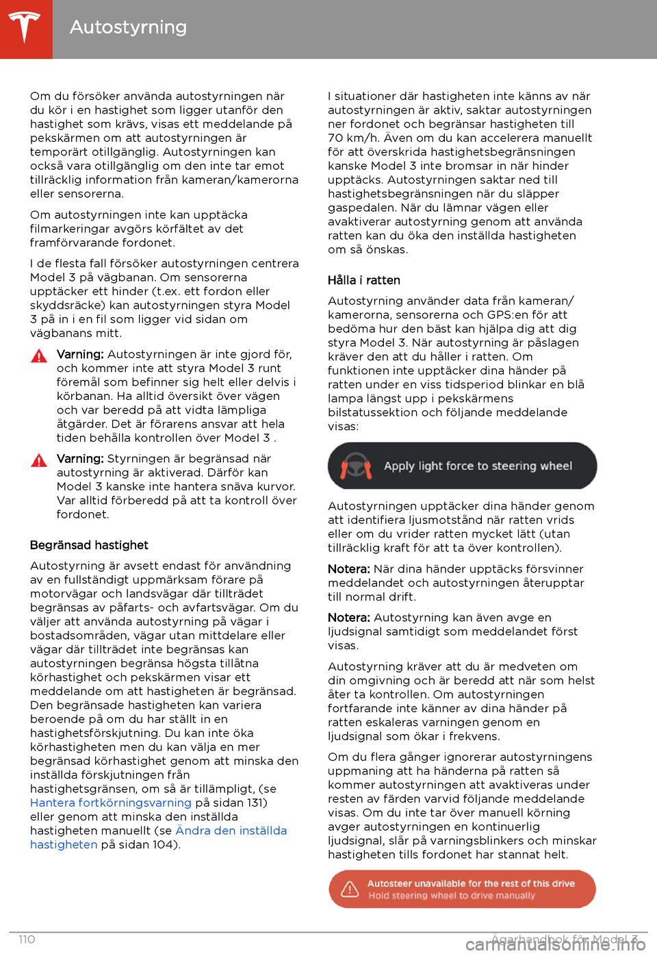 TESLA MODEL 3 2020 Ägarmanual (in Swedish) Om du f TESLA MODEL 3 2020 Ägarmanual (in Swedish) Om du f