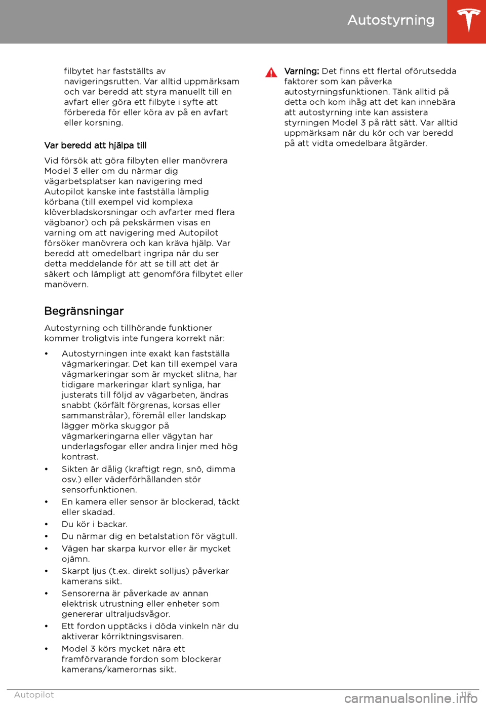 TESLA MODEL 3 2020 Ägarmanual (in Swedish) TESLA MODEL 3 2020 Ägarmanual (in Swedish)