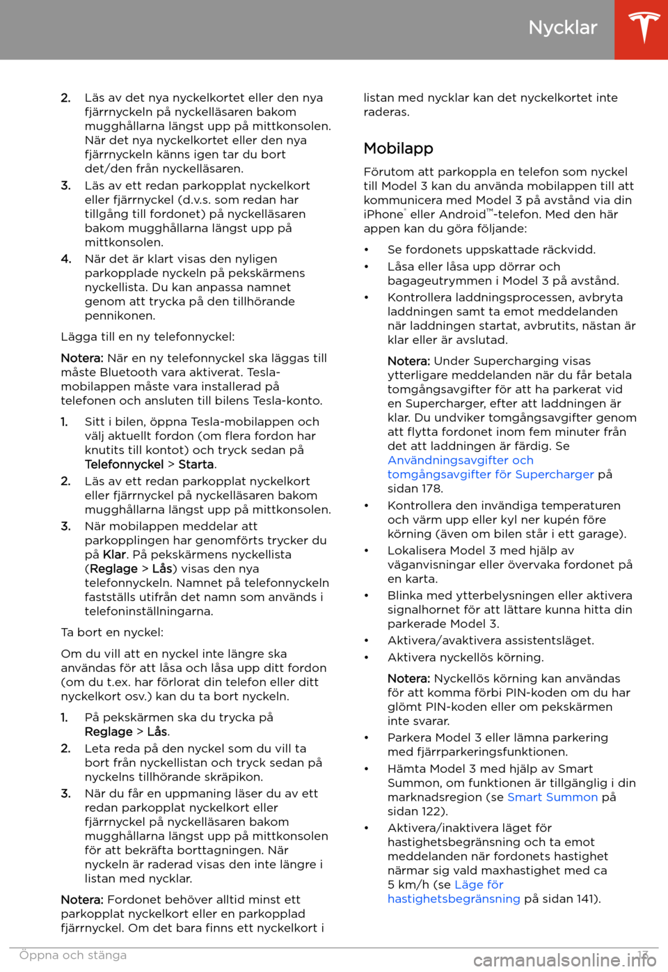 TESLA MODEL 3 2020 Ägarmanual (in Swedish) 2.L TESLA MODEL 3 2020 Ägarmanual (in Swedish) 2.L