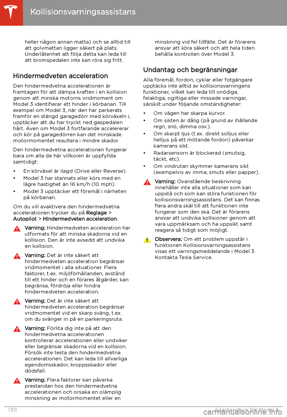 TESLA MODEL 3 2020 Ägarmanual (in Swedish) heller n TESLA MODEL 3 2020 Ägarmanual (in Swedish) heller n