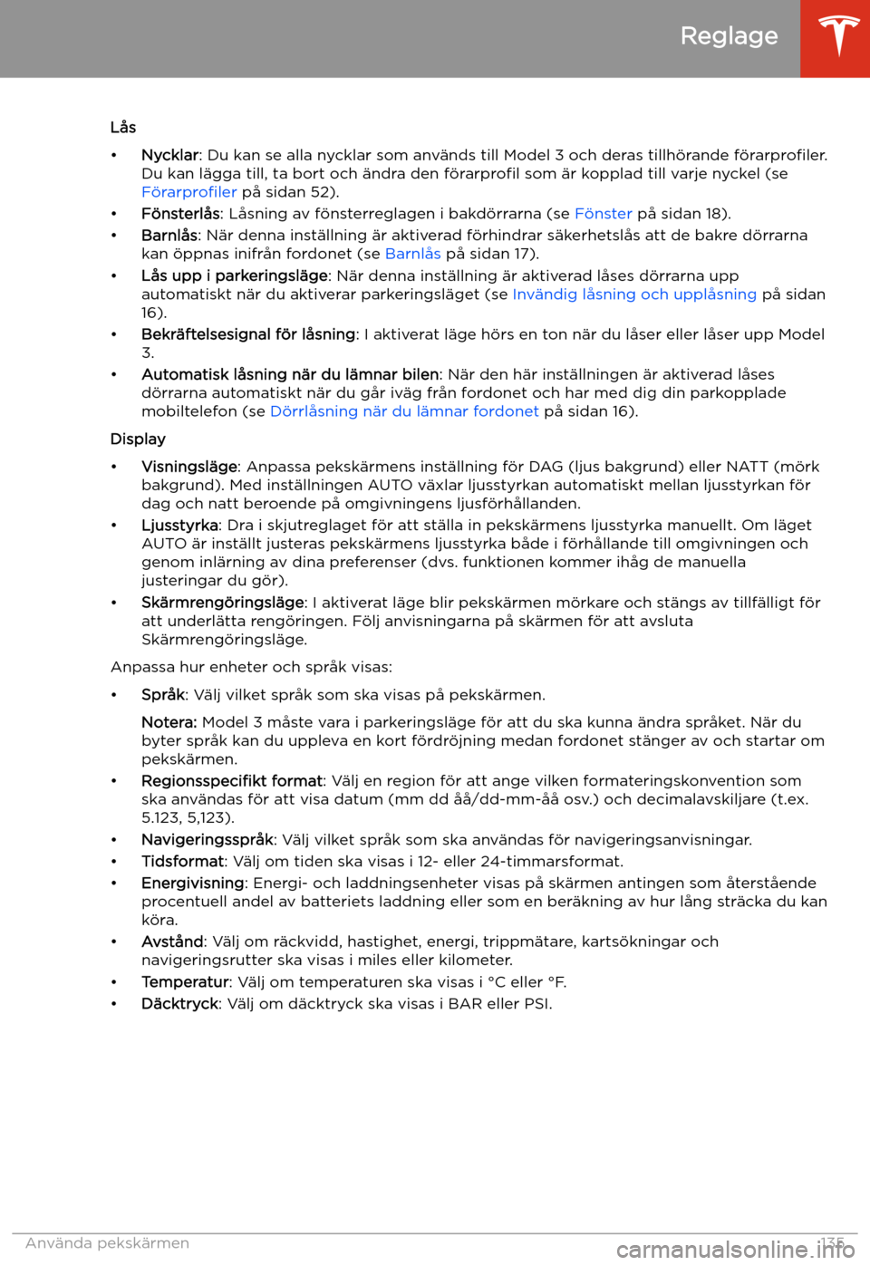 TESLA MODEL 3 2020 Ägarmanual (in Swedish) L TESLA MODEL 3 2020 Ägarmanual (in Swedish) L