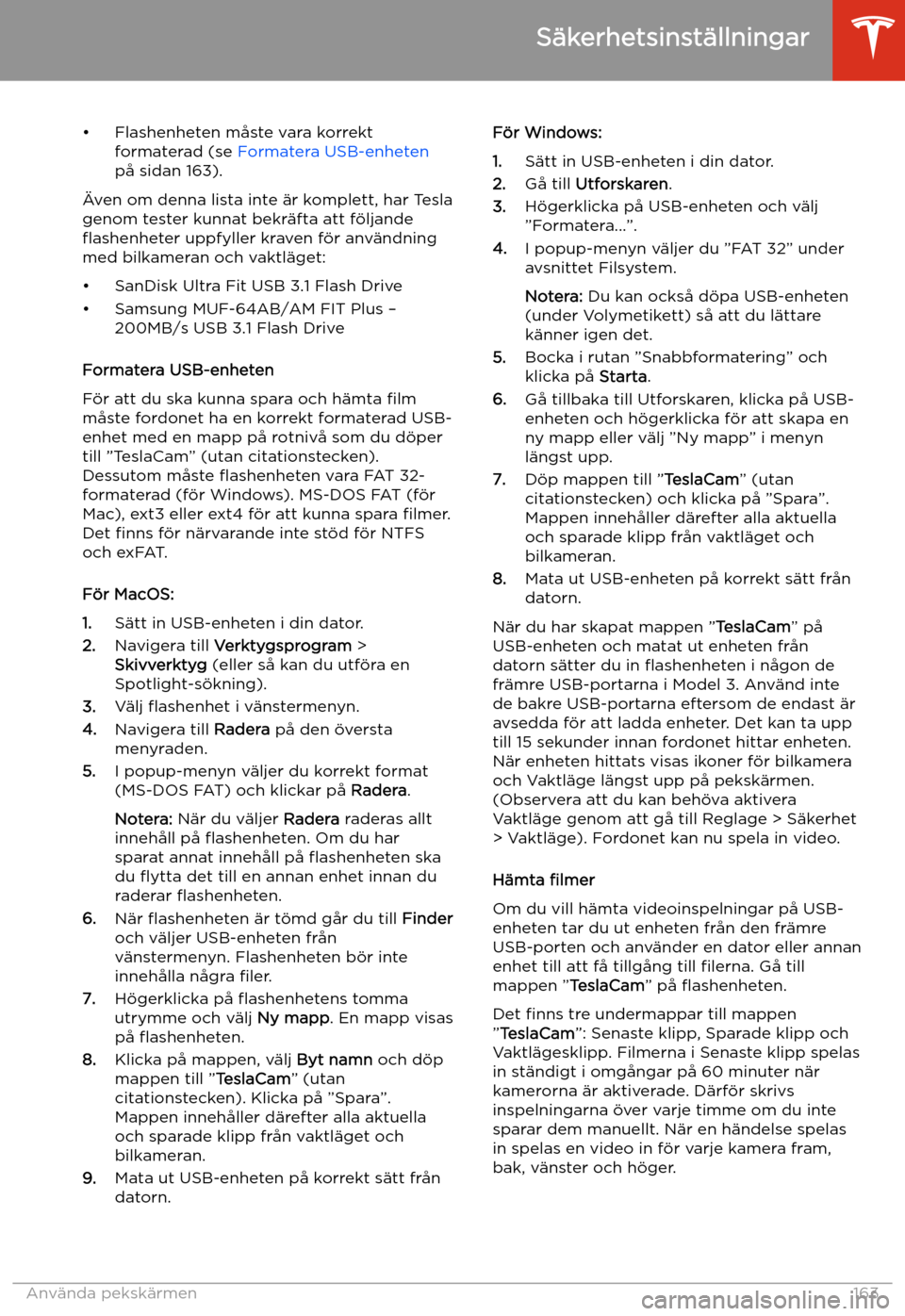 TESLA MODEL 3 2020  Ägarmanual (in Swedish) 
