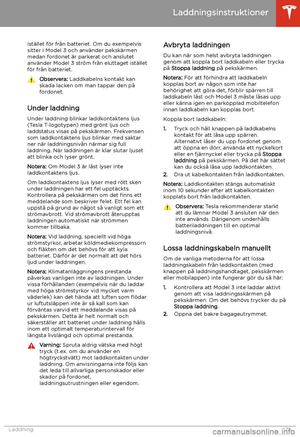TESLA MODEL 3 2020  Ägarmanual (in Swedish) ist