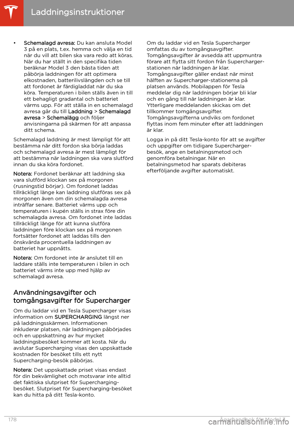 TESLA MODEL 3 2020  Ägarmanual (in Swedish) 