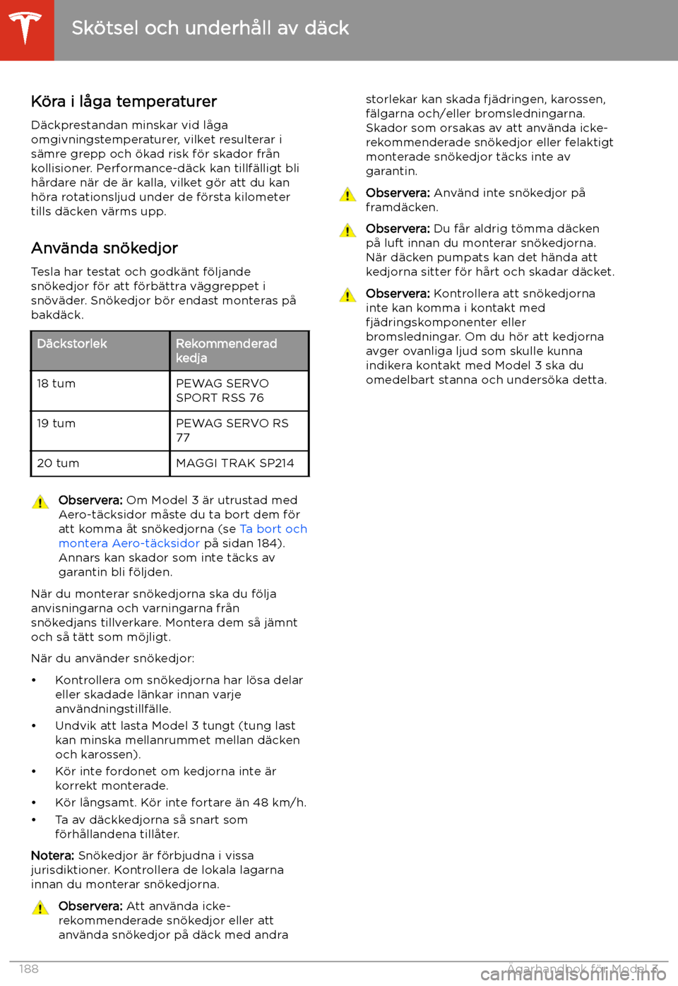 TESLA MODEL 3 2020  Ägarmanual (in Swedish) K