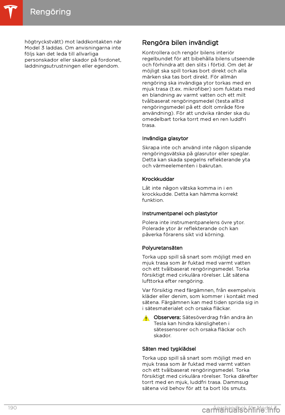 TESLA MODEL 3 2020  Ägarmanual (in Swedish) h