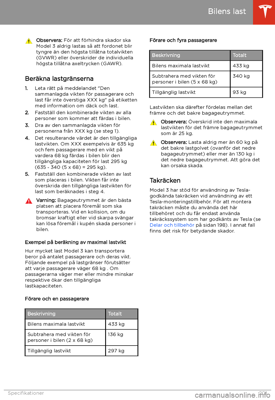 TESLA MODEL 3 2020  Ägarmanual (in Swedish) Observera: F