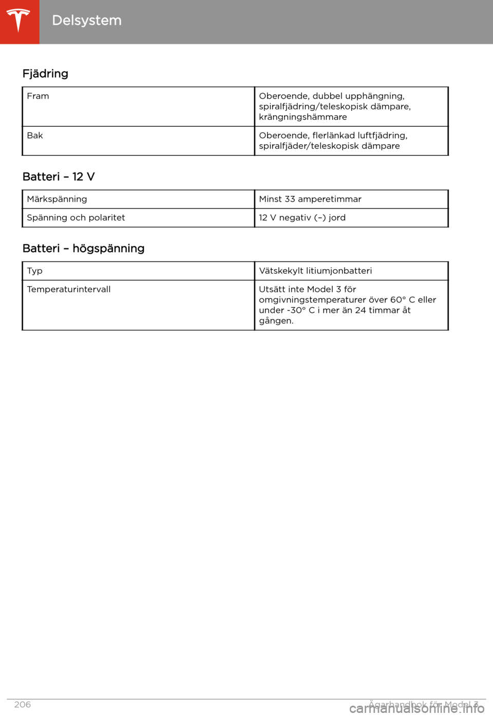 TESLA MODEL 3 2020  Ägarmanual (in Swedish) Fj