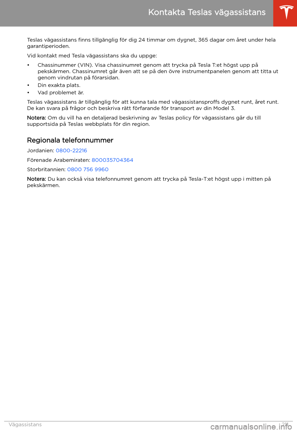 TESLA MODEL 3 2020 Ägarmanual (in Swedish) V TESLA MODEL 3 2020 Ägarmanual (in Swedish) V