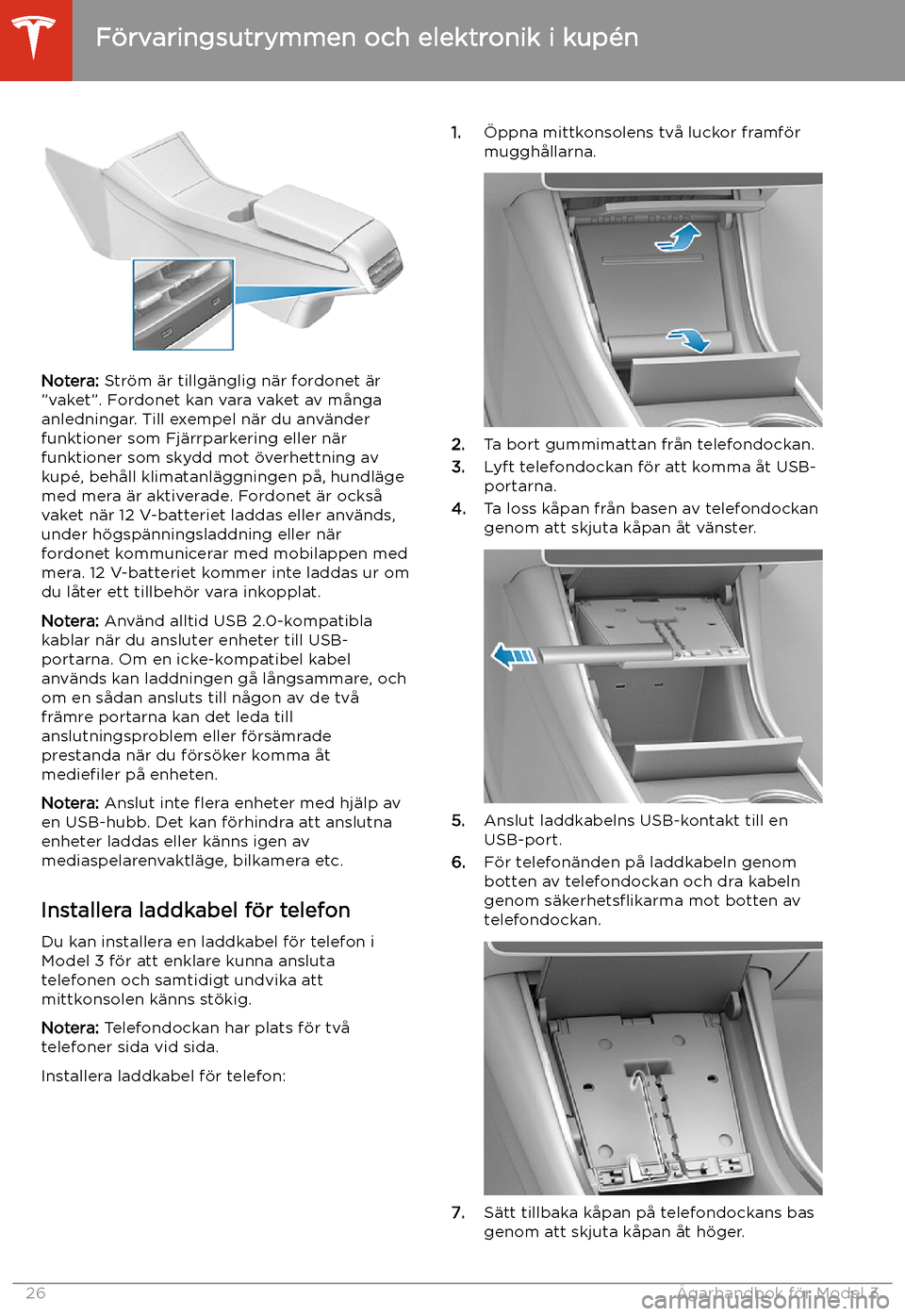 TESLA MODEL 3 2020  Ägarmanual (in Swedish) Notera: Str