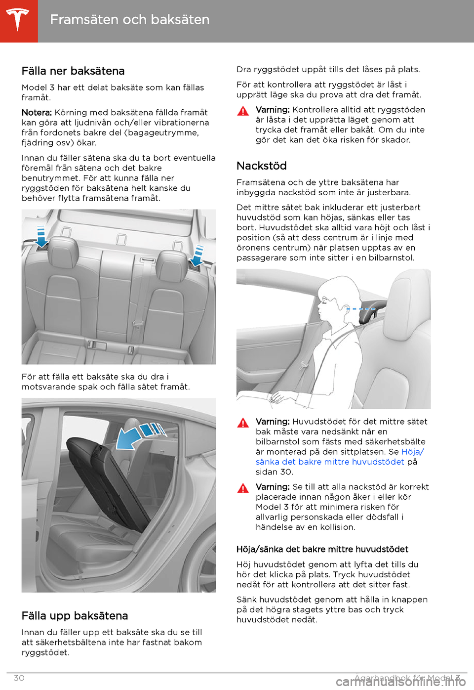 TESLA MODEL 3 2020  Ägarmanual (in Swedish) F