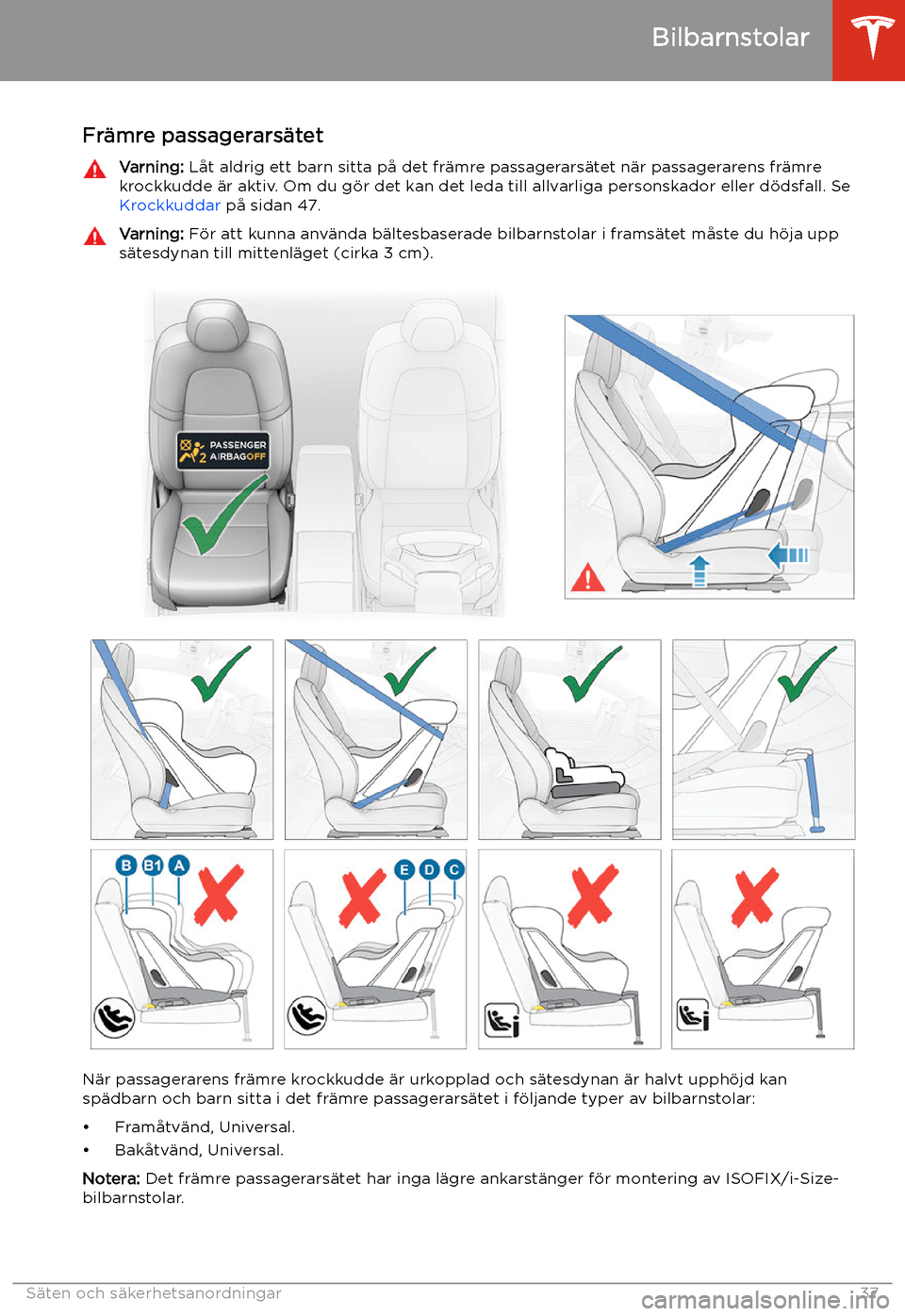 TESLA MODEL 3 2020  Ägarmanual (in Swedish) Fr