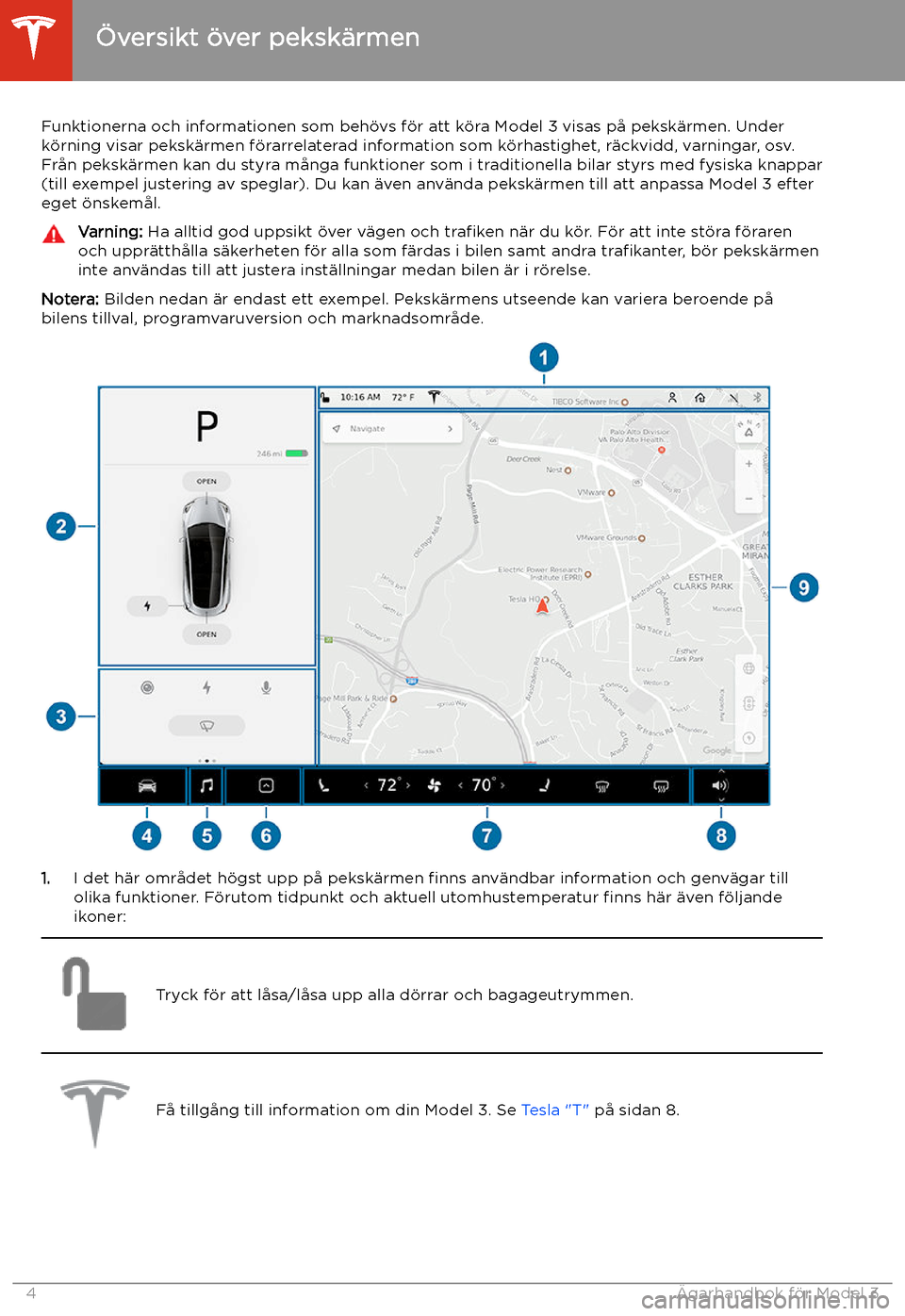 TESLA MODEL 3 2020  Ägarmanual (in Swedish) 