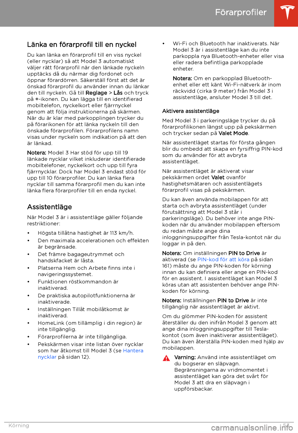 TESLA MODEL 3 2020 Ägarmanual (in Swedish) L TESLA MODEL 3 2020 Ägarmanual (in Swedish) L
