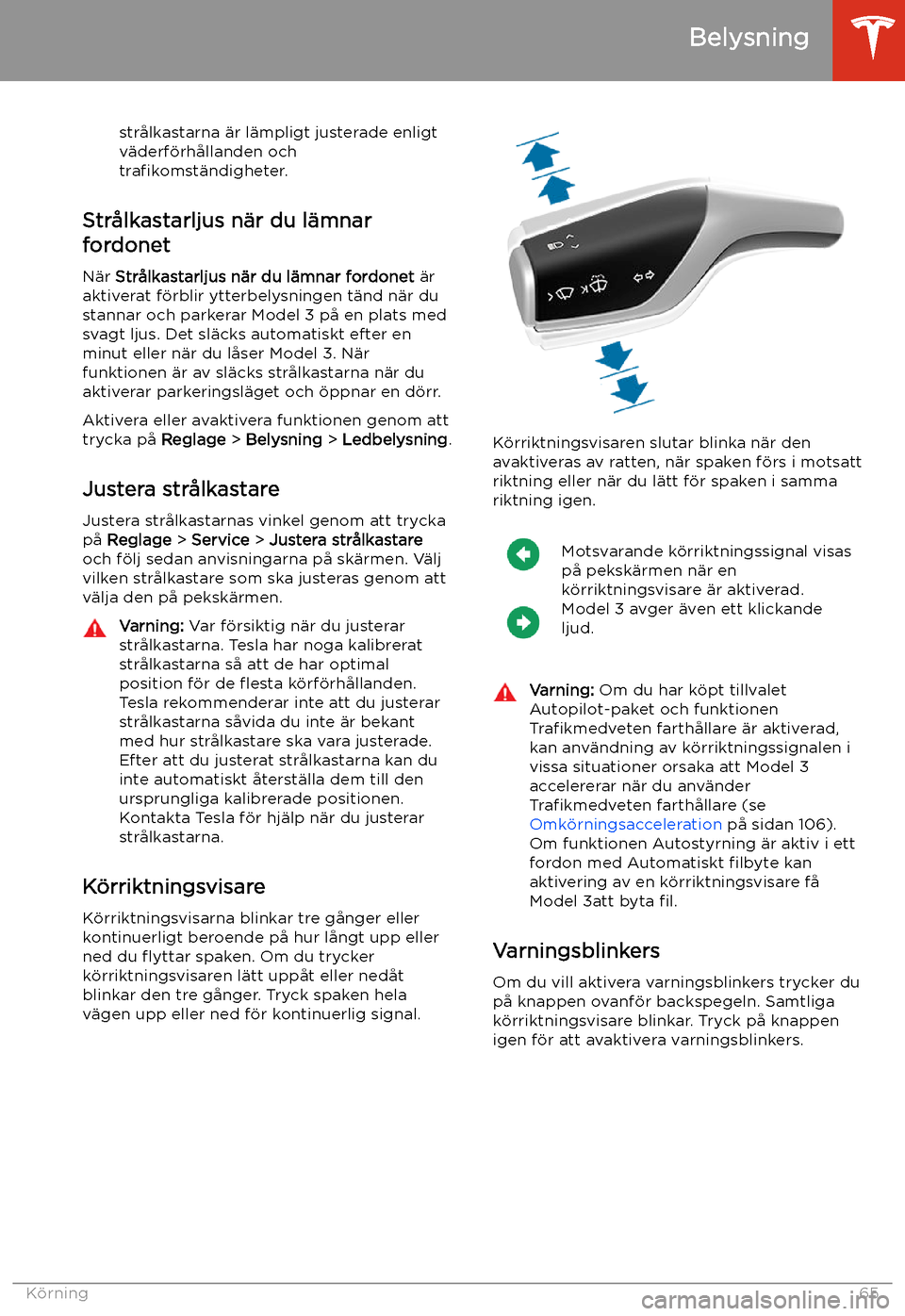 TESLA MODEL 3 2020  Ägarmanual (in Swedish) str