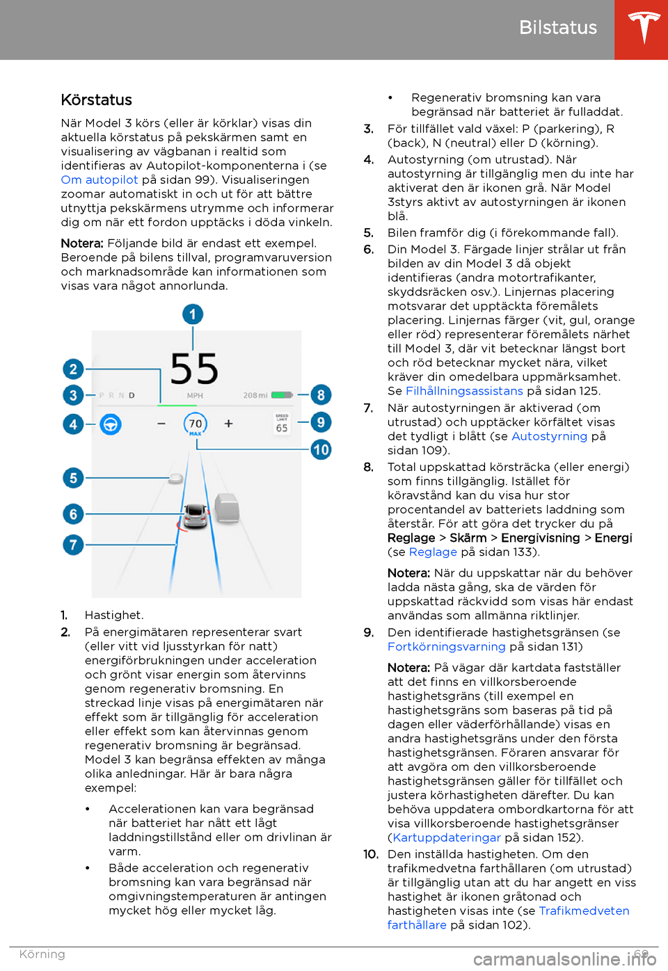 TESLA MODEL 3 2020  Ägarmanual (in Swedish) K