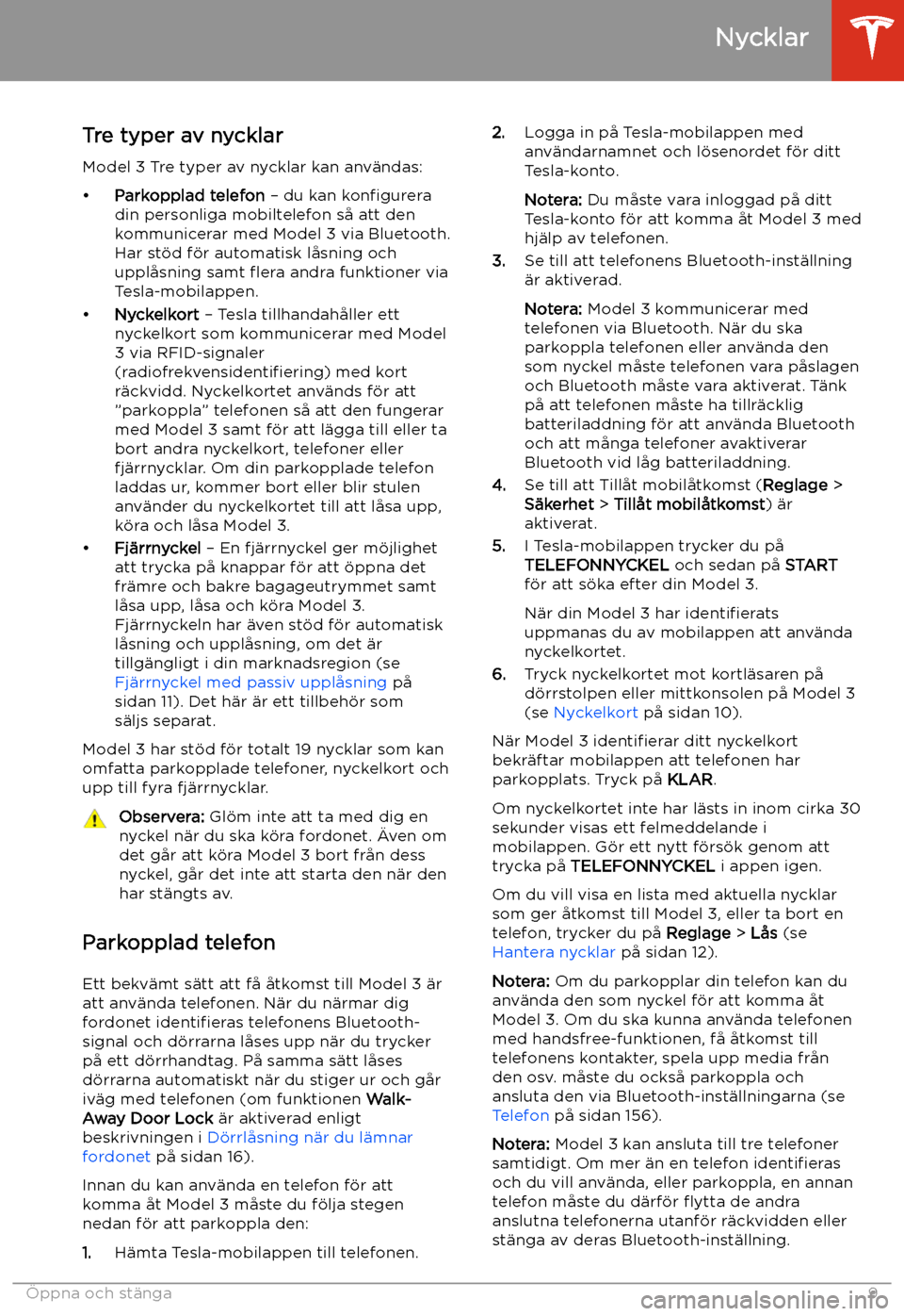 TESLA MODEL 3 2020 Ägarmanual (in Swedish) TESLA MODEL 3 2020 Ägarmanual (in Swedish)