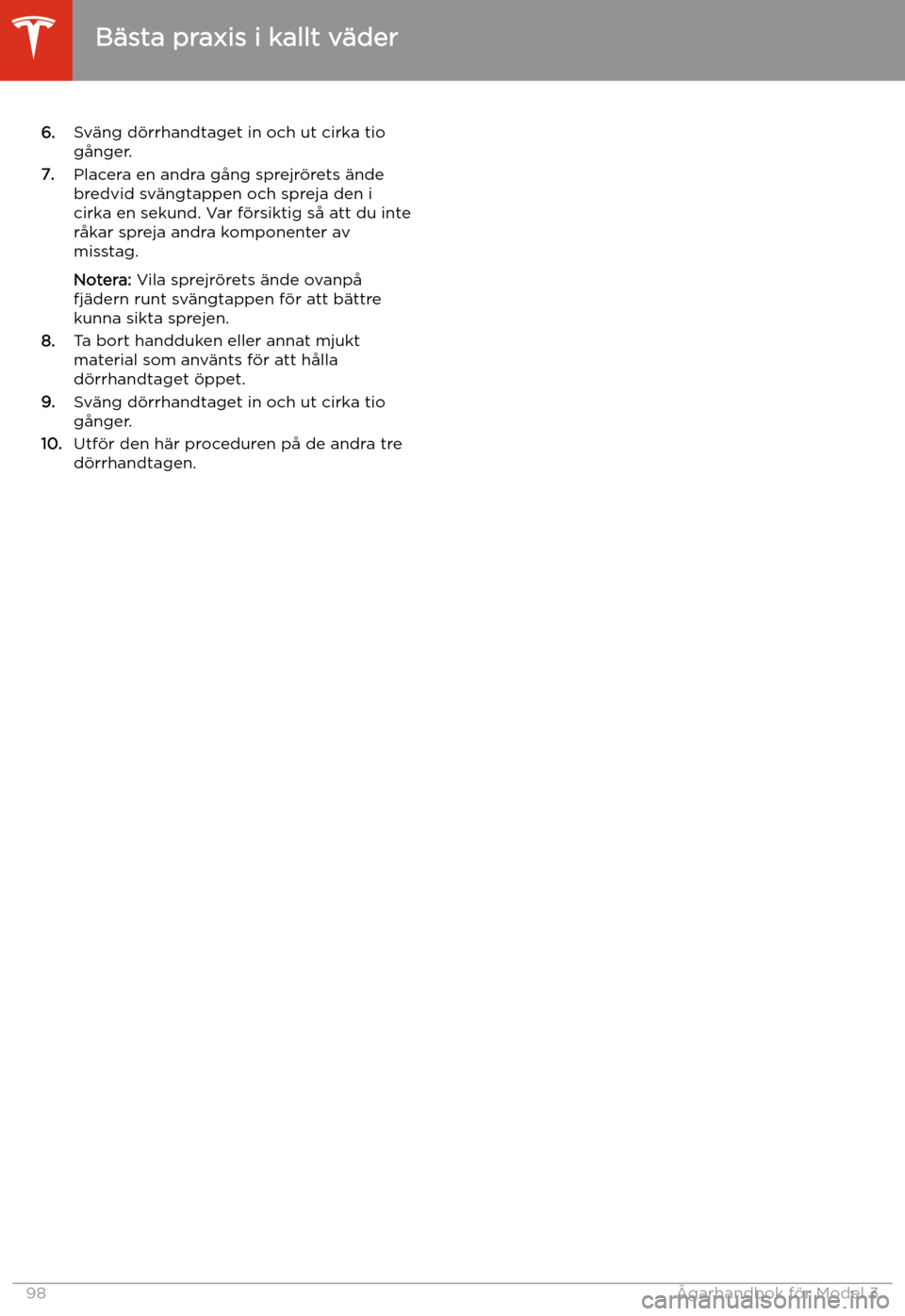 TESLA MODEL 3 2020 Ägarmanual (in Swedish) 6.Sv TESLA MODEL 3 2020 Ägarmanual (in Swedish) 6.Sv