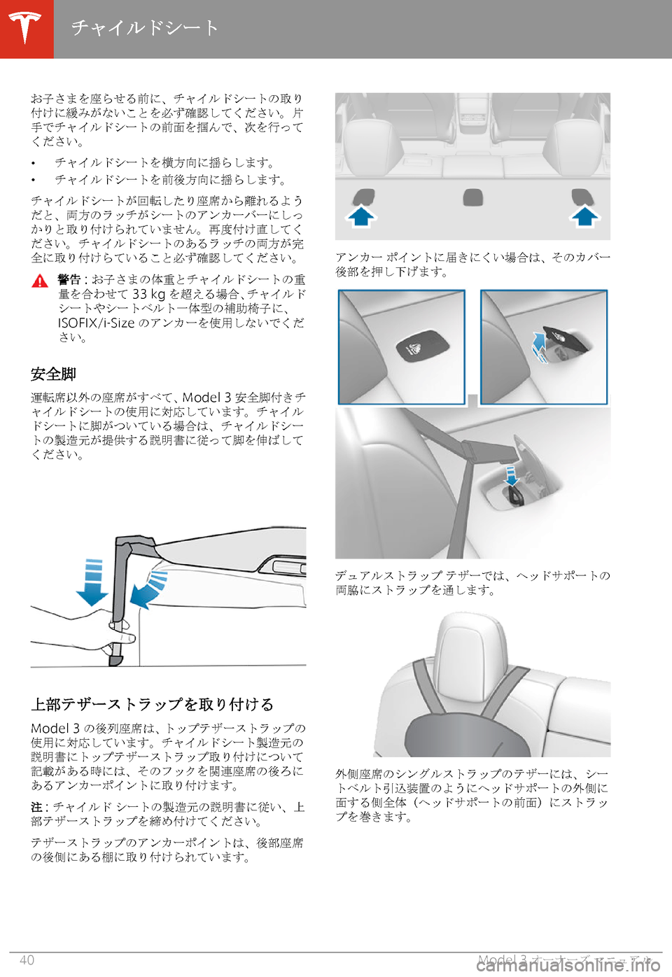 TESLA MODEL 3 2019  取扱説明書 (in Japanese)  >