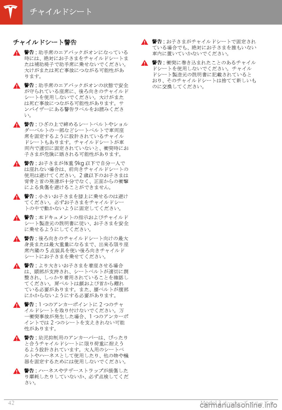 TESLA MODEL 3 2019  取扱説明書 (in Japanese)  