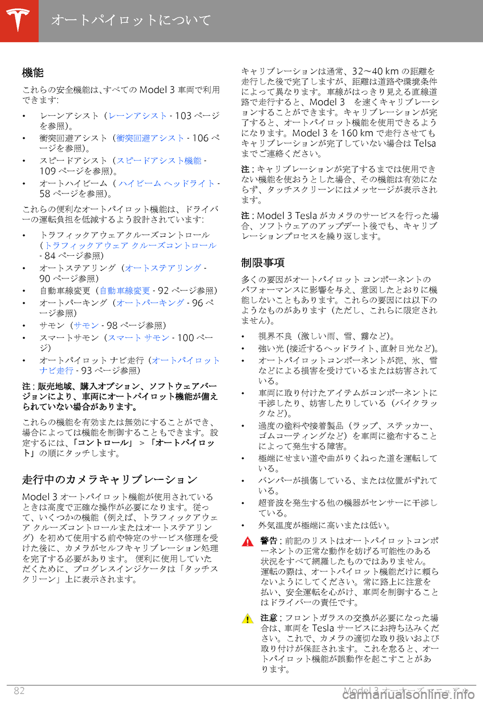 TESLA MODEL 3 2019  取扱説明書 (in Japanese)  