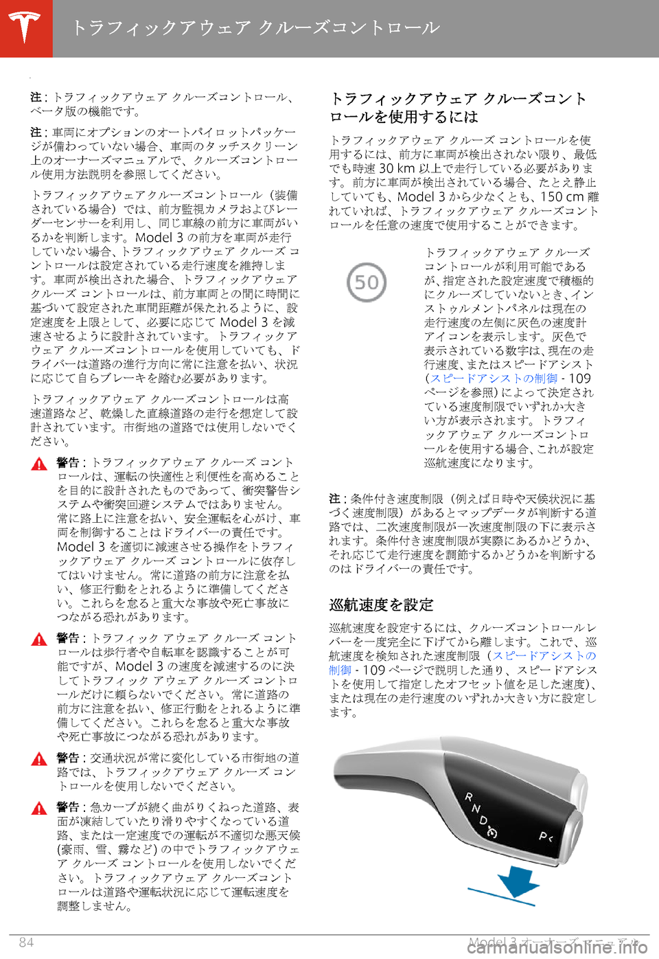 TESLA MODEL 3 2019  取扱説明書 (in Japanese)  