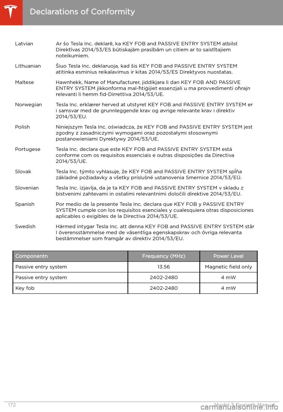 TESLA MODEL 3 2019  Owners Manual (Europe) LatvianAr 