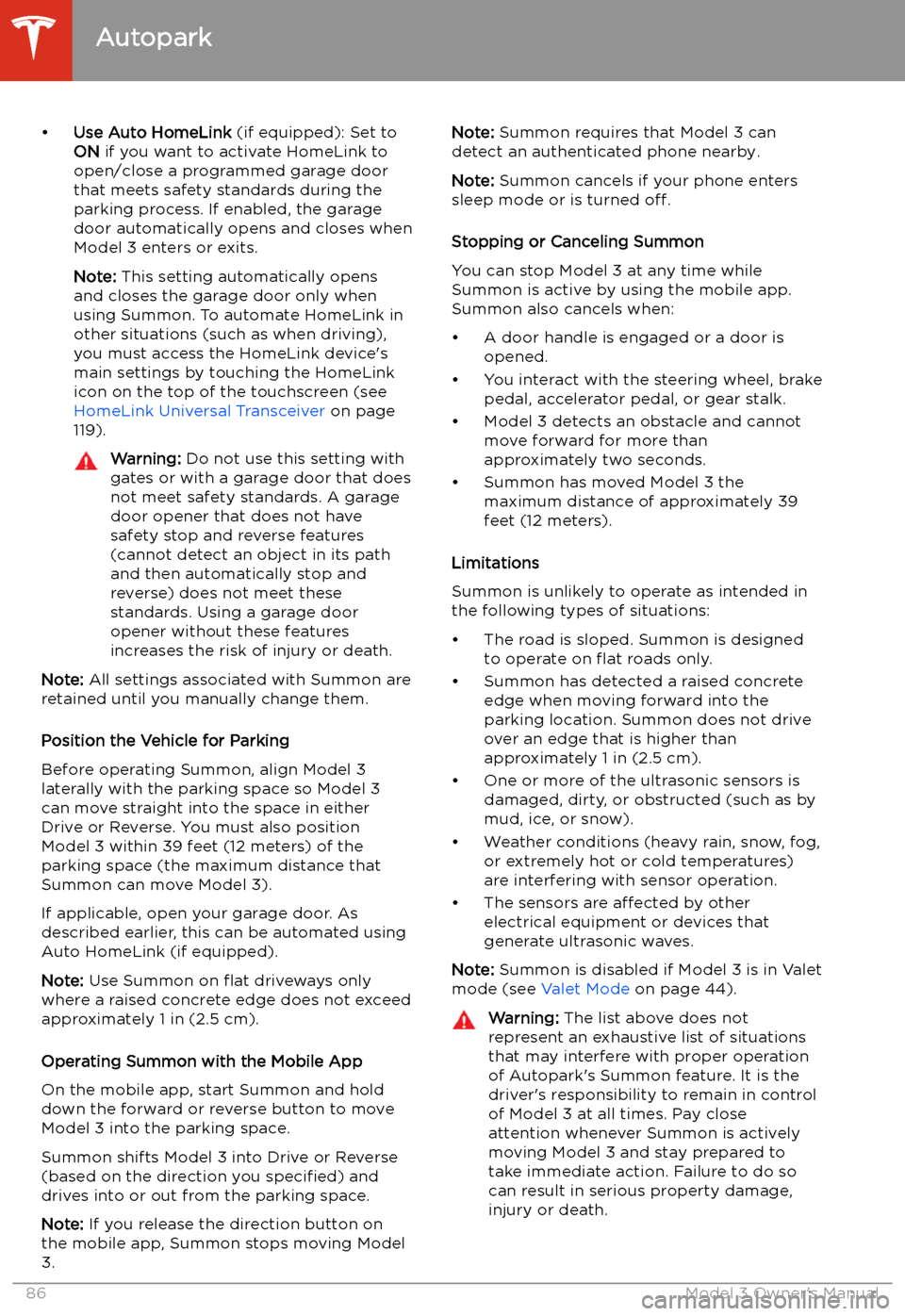 TESLA MODEL 3 2019   (Europe) Manual Online 