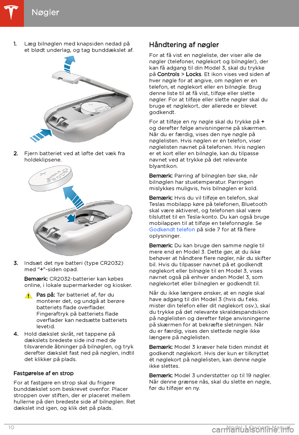 TESLA MODEL 3 2019 Instruktionsbog (in Danish) 1.L TESLA MODEL 3 2019 Instruktionsbog (in Danish) 1.L